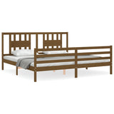 ZNTS Bed Frame without Mattress Honey Brown 200x200 cm Solid Wood 3194594