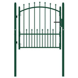 Fence Gate with Spikes Steel 100x100 cm Green 146393