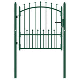 Fence Gate EMMEN with Spikes Steel 104x97 cm Green 146393