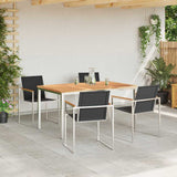 Garden Dining Set 5 pcs Solid Teak Wood and Stainless Steel 3334831