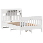ZNTS Bed Frame without Mattress White 120x190 cm Solid Wood Pine 3323279