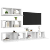4 Piece TV Cabinet Set White Engineered Wood 3078711