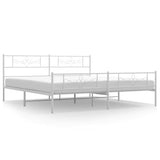 Metal Bed Frame without Mattress with Footboard White 193x203cm 355340