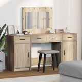 Dressing Table with Mirror Lights 3 pcs Brown Engineered Wood 3334247