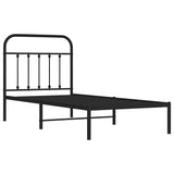 Bed Frame Black Powder-Coated Steel Single Industrial Bed Frame 352571