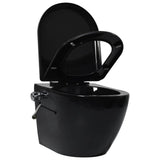 Wall Hung Rimless Toilet with Concealed Cistern Black Ceramic 3200553