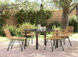 Garden Dining Set 5 pcs Brown Powder-Coated Steel 3379192