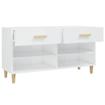 Shoe Cabinet High Gloss White 102x35x55 cm Engineered Wood 812822
