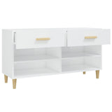 Shoe Cabinet High Gloss White 102x35x55 cm Engineered Wood 812822
