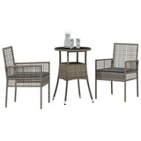 Garden Dining Set 3 pcs Grey Poly rattan 3334945