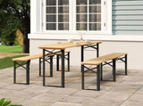 Beer Table Set Dark Green, Natural Wood Chinese Fir Wood, Metal 363113