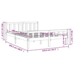 Bed Frame without Mattress White Solid Wood King Size 810685