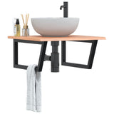 Basin Shelf Wall Mounted Steel and Solid Wood Oak 3302643