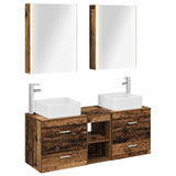 Bathroom Furniture Set 5 pcs Old Wood Engineered Wood and Glass 3406773