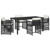 Garden Dining Set 5 pcs Black Poly Rattan 3380771