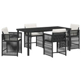 Garden Dining Set 5 pcs Black Poly Rattan 3380771