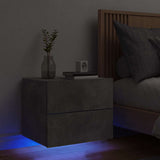 Wall-mounted Bedside Cabinet with LED Lights Concrete Gery 836818