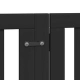 Dog Gate with Door Foldable 6 Panels Black 300 cm Poplar Wood 352253