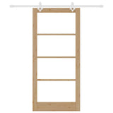 Sliding Door Natural 93 x 202 cm Solid Pine Wood and Glass 3332231
