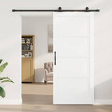 Sliding Door White and Black 93 x 211 cm Solid Pine Wood 3333377