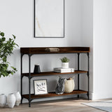 Console Table with Shelves Brown Oak 100x30x80 cm 837811