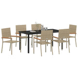 Garden Dining Set with Cushion 7 pcs Beige Poly Rattan 3379720