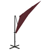 Cantilever Garden Parasol with Pole and LED Lights Bordeaux Red 250 cm 312326