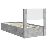 Bed Frame with Storage and Headboard Concrete Grey 75 x 190 cm 3414350