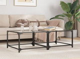 Coffee Tables with Transparent Glass Top 2 pcs 50x50x40 cm Steel 845967