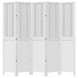 Room Divider 5 Panels White Solid Wood Paulownia 358726