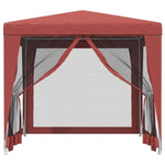 ZNTS Party Tent with 4 Mesh Sidewalls Red 2.5x2.5 m HDPE 319225