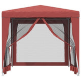 ZNTS Party Tent with 4 Mesh Sidewalls Red 2.5x2.5 m HDPE 319225