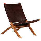 Folding Relaxing Chair Brown Real Leather 246363