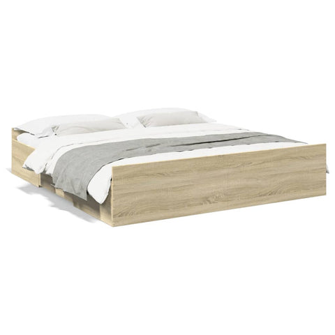 ZNTS Bed Frame with Drawers Sonoma Oak 180x200 cm Super King Engineered Wood 3280274