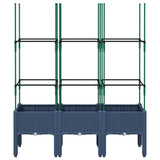 Garden Planter with Trellis Blue Grey 120x40x142.5 cm PP 367956