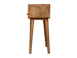 Solid Wood Mini Curved Oak-ish Console Table, 2 Drawers and Open Slot, Brown B2743P402987