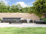5 Piece Garden Lounge Set Black Solid Wood Pine 3186603