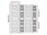 Room Divider 4 Panels Brown and Black Solid Wood Paulownia 358802