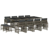 13 Piece Garden Dining Set with Cushions Grey Poly Rattan 3211700