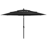 3-Tier Garden Parasol with Aluminium Pole Black 3.5 m 313882