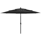 3-Tier Garden Parasol with Aluminium Pole Black 3.5 m 313882