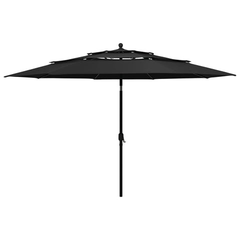 3-Tier Garden Parasol with Aluminium Pole Black 3.5 m 313882