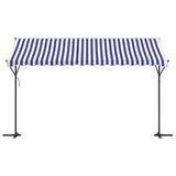 Free Standing Awning Blue and White 400x300 cm Fabric and Steel 368932