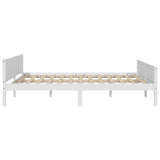 Bed Frame White Solid Pinewood Double Durable Bed Frame 322106