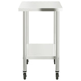 Kitchen Work Table with Wheels 110x55x85 cm Stainless Steel 376467