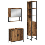 Bathroom Furniture Set with Door 3 pcs Brown 33 x 33 x 185.5 cm 3334360