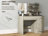 Dressing Table and Stool Set, with Storage - Wood-Effect T3398P341020