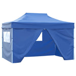 Professional Folding Party Tent with 4 Sidewalls 3x4 m Steel Blue 48891