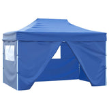 Professional Folding Party Tent with 4 Sidewalls 3x4 m Steel Blue 48891