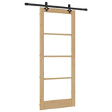 Sliding Door Natural 86 x 211 cm Solid Pine Wood and Glass 3332285